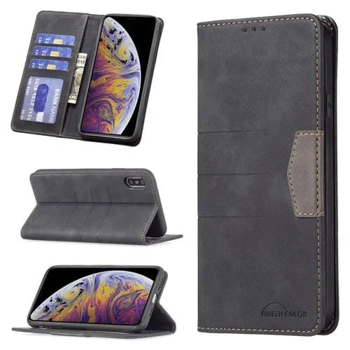 Funda de Teléfono Cuero Empalme Magnético iPhone Xs Max (Negro)