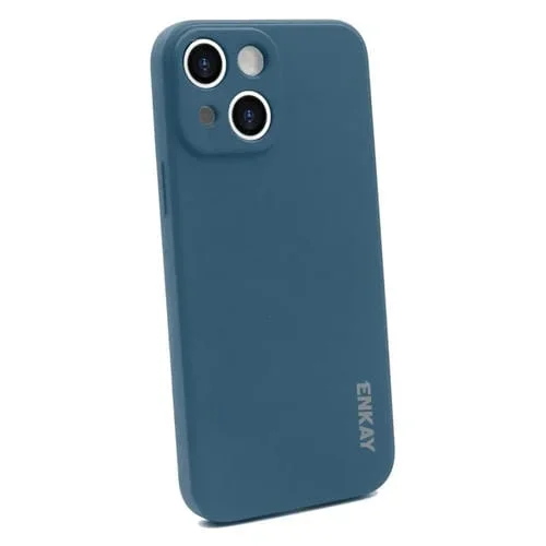 Funda de teléfono Enkay para iPhone 14 suave a prueba de golpes de silicona líquida (Azul Oscuro)