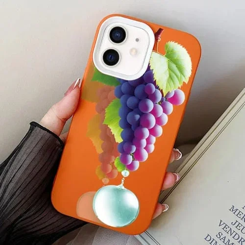 Funda de Teléfono Híbrida para iPhone 11 TPU y PC con Patrón de Uva (Naranja)