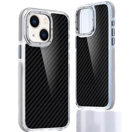 Funda de Teléfono híbrida TPU Acrílica Fibra de Carbono para iPhone 14 Plus (Gris)