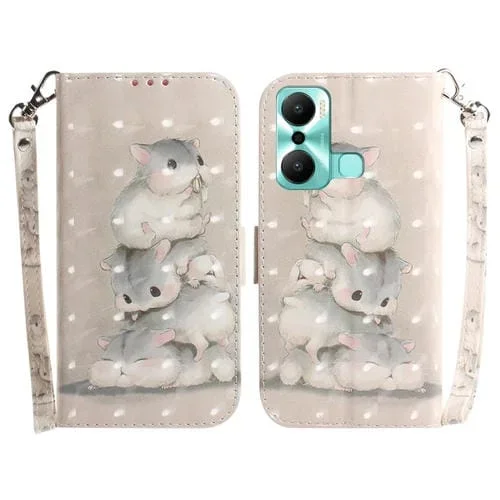 Funda de Teléfono Infinix Hot 20 Play con Tapa de Cuero y Patrón 3D (Ardillas)