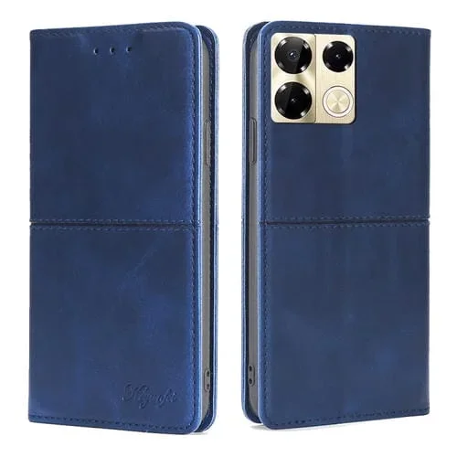 Funda de Teléfono Infinix Note 40 Pro 5G Cuero Magnético Textura de Vaca (Azul)