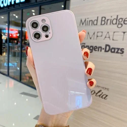 Funda de Teléfono iPhone 11 Pro Max Vidrio Templado Color Sólido (Púrpura Claro)