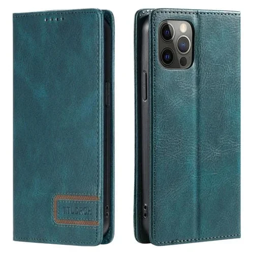 Funda de Teléfono iPhone 11 Pro Torch Rfid Cuero Magnético Textura Retro (Verde)