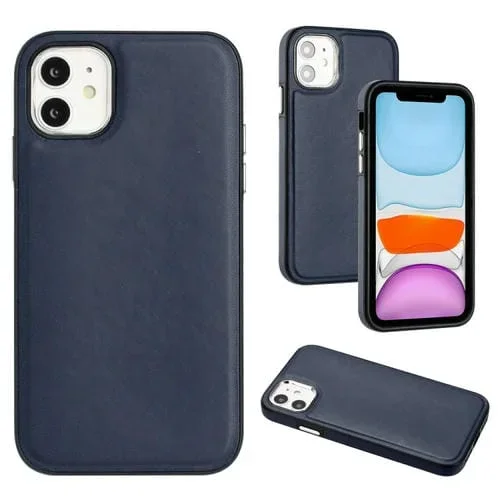 Funda de Teléfono iPhone 12 Cobertura Completa Textura de Cuero (Azul)
