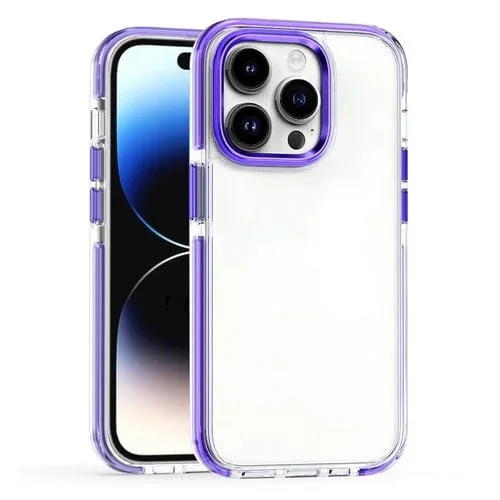 Funda de Teléfono iPhone 15 Pro Max PC Transparente Dos Colores TPU (Púrpura)