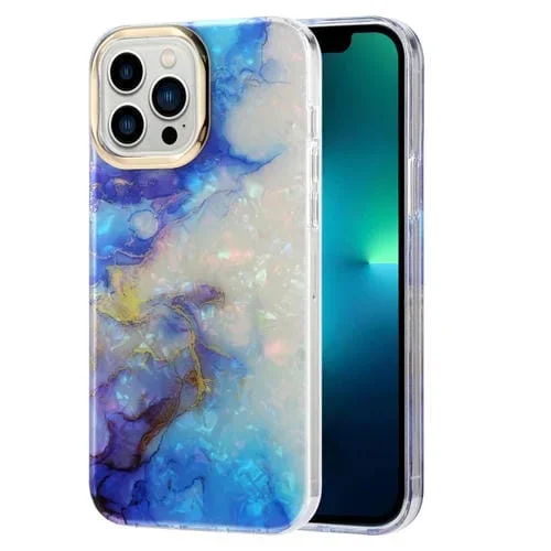 Funda de Teléfono Mármol Galvanoplastia iPhone 13 Pro (Azul Blanco B6)