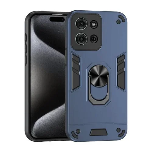 Funda de Teléfono Motorola Moto G75 con Soporte de Anillo y Protección Antigolpes (Azul)