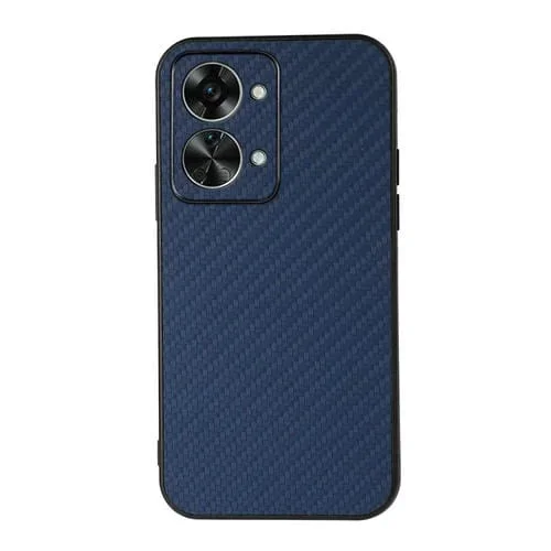 Funda de Teléfono OnePlus Nord 2T PU con Textura de Fibra de Carbono y Orificio Preciso (Azul)