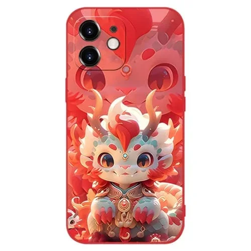 Funda de teléfono para iPhone 12 Mini a prueba de golpes silicona (Roja)