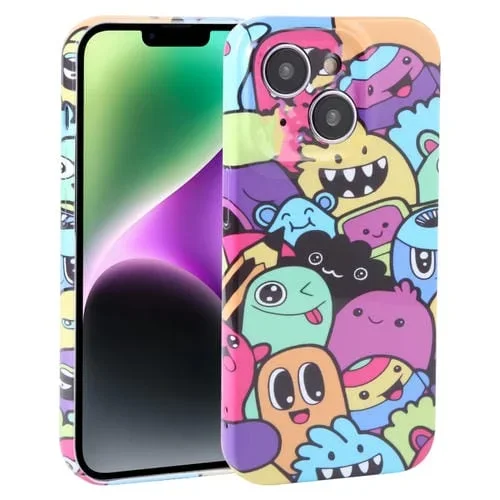 Funda de Teléfono para iPhone 14 PC Cobertura Total de Red a Prueba de Polvo (Monstruo Lindo)