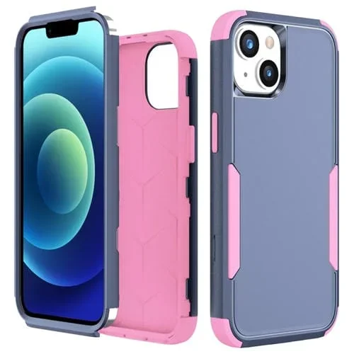 Funda de Teléfono para iPhone 15 Plus Commuter TPU + PC a Prueba de Golpes (Azul Real + Rosa)