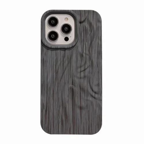 Funda de Teléfono TPU Apple iPhone 13 Pro Grano de Madera Plisada (Gris)