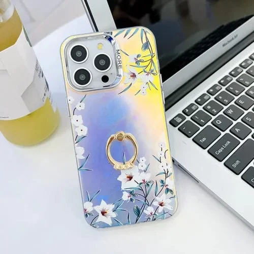 Funda de teléfono TPU Apple iPhone 15 Pro Max Galvanoplastia Láser Anillo de Flor (Morning Glory Ah16)