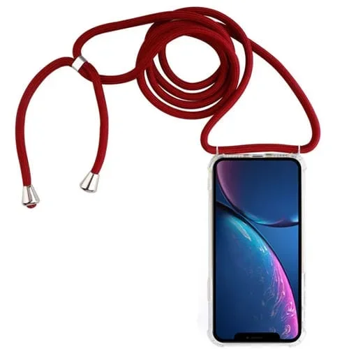 Funda de Teléfono TPU Apple iPhone Xr Anticaída Cuatro Esquinas con Cordón (Rojo)