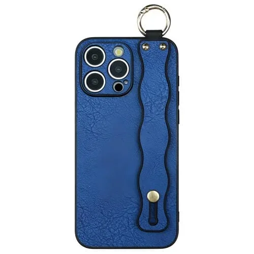Funda de Teléfono TPU con Soporte de Pulsera Ondulado para iPhone 13 Pro Max (Azul)