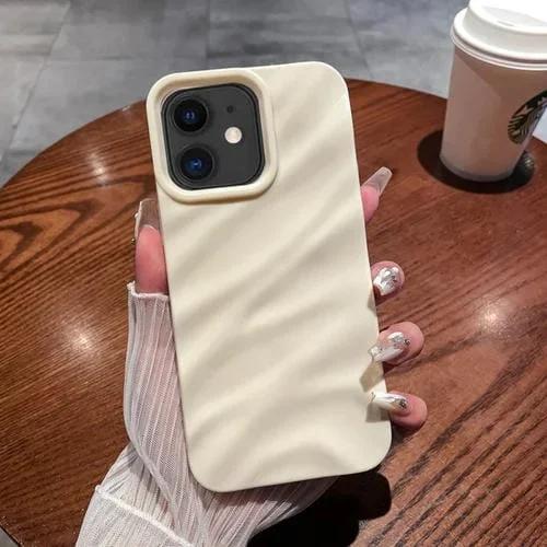 Funda de Teléfono TPU iPhone 11 Textura de Onda Color Sólido (Beige)