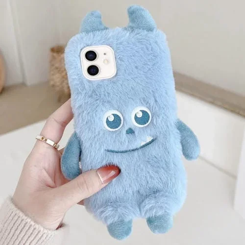Funda de Teléfono TPU iPhone 12/12 Pro Diseño Monstruo de Peluche (Azul)