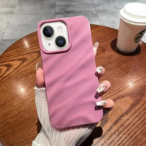 Funda de Teléfono TPU iPhone 14/13 Textura de Onda Color Sólido (Taro Purple)