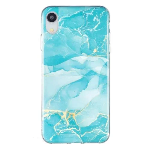Funda de teléfono TPU iPhone Xr Imd patrón de mármol (Verde)