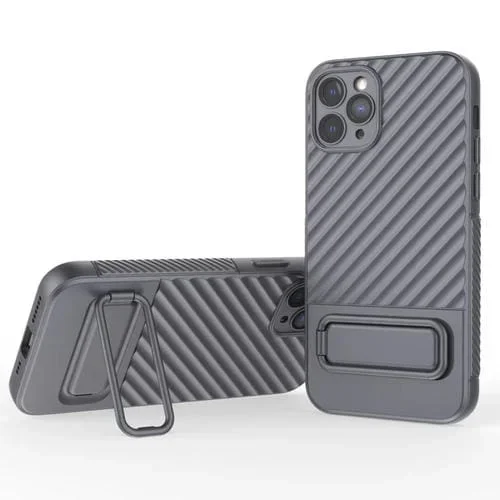 Funda de Teléfono TPU para iPhone 11 Pro con Textura Ondulada y Película de Lente (Gris)