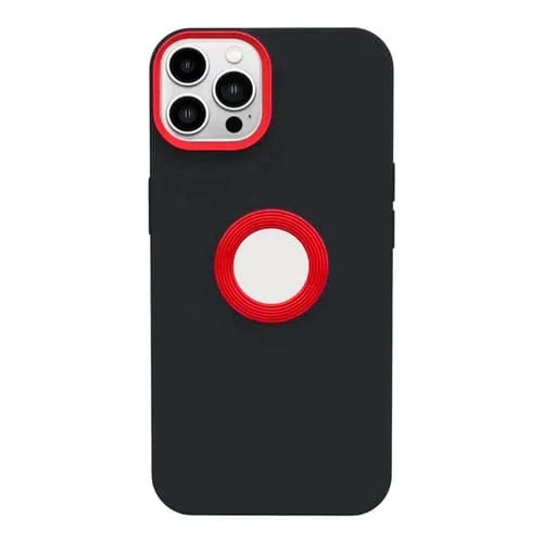 Funda de Teléfono TPU para iPhone 12 Color de Contraste 3 en 1 (Negro + Rojo)