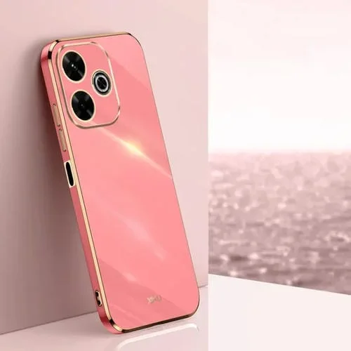 Funda de TPU con Borde Dorado y Revestimiento 6D Recto para Redmi 13 4G Xinli (Rojo Espino)