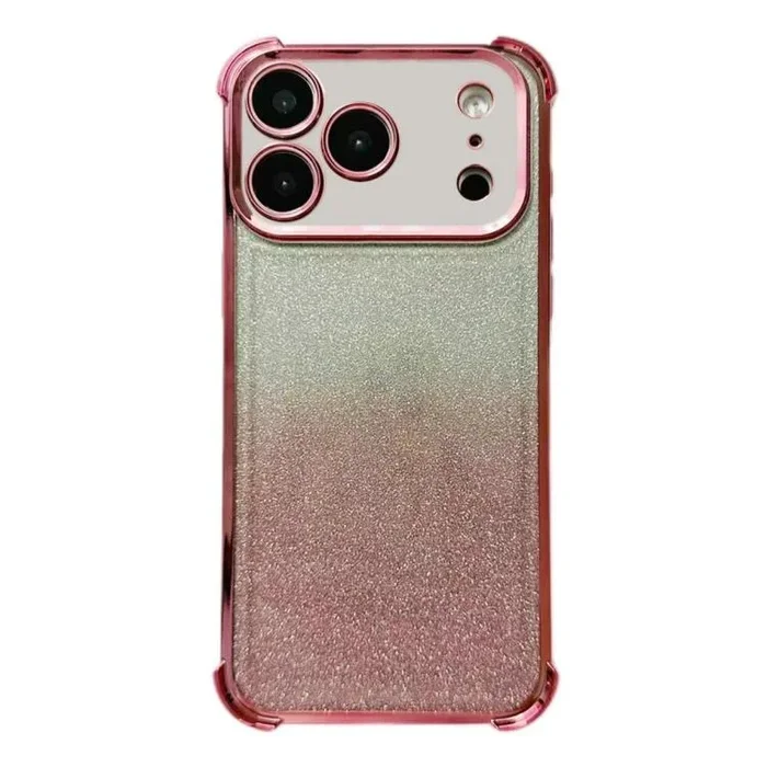 Funda de TPU con purpurina electropolada y diseño espacial a prueba de golpes para iPhone 17 Pro (rosa degradado)