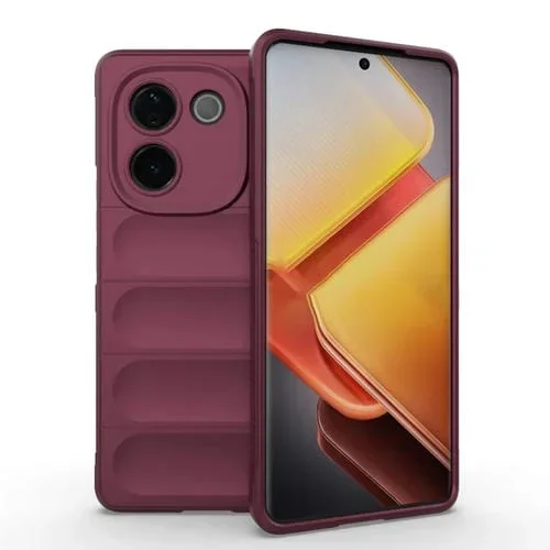 Funda de TPU + Franela con Protección Mágica India para Vivo Iqoo Z9S Pro (Rojo Vino)