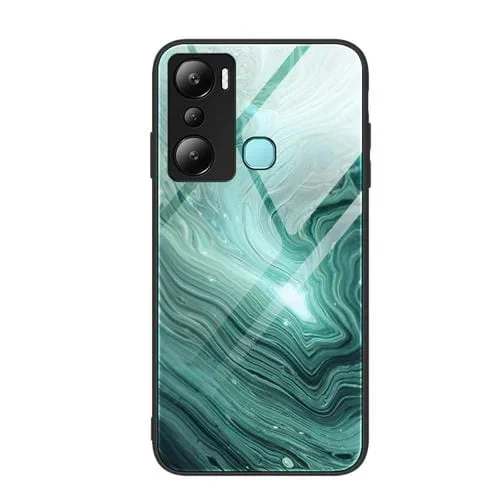 Funda de Vidrio para Infinix Hot 20I con Patrón de Mármol Ondas de Agua