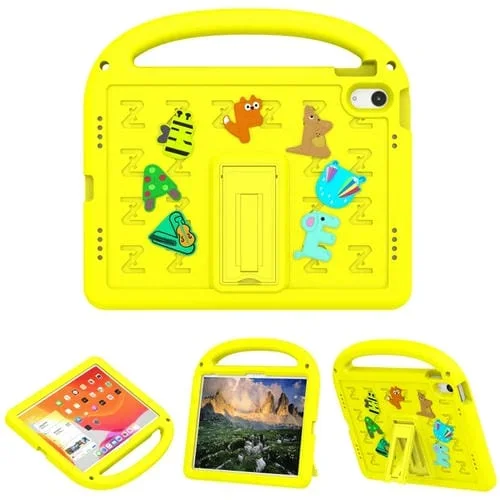 Funda Eva a Prueba de Golpes con Dibujos de Gorriones para iPad 2025/2022 (Amarilla)
