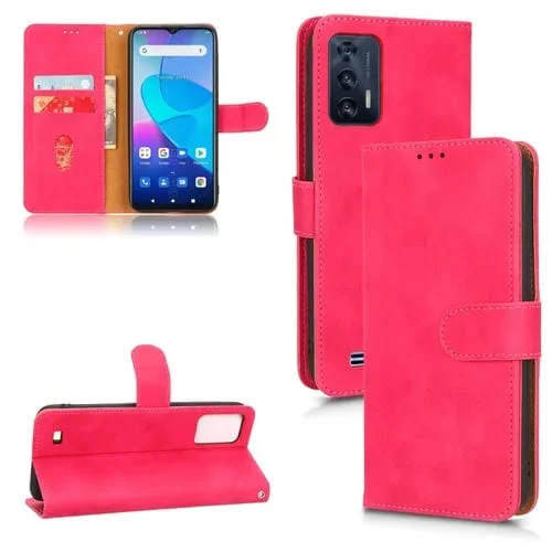 Funda Flip de Cuero Magnética para Oukitel C31 Skin Feel (Rose Red)
