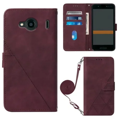 Funda Flip de Cuero para Kyocera Qua Phone Qx Kyv42 Crossbody 3D en Relieve (Rojo Vino)