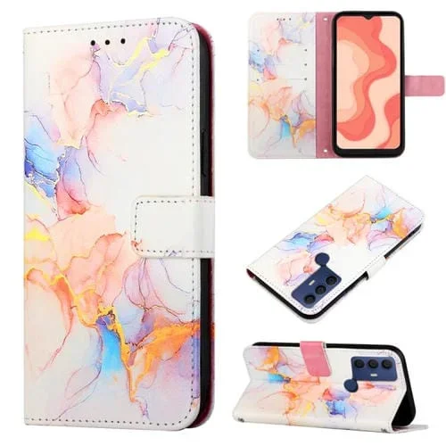 Funda Flip de Cuero para Sharp Aquos V6/V6 Plus Pt003 con Patrón Mármol (Blanco)
