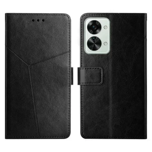 Funda Flip Leather Case para OnePlus Nord 2T 5G con Costuras Horizontal (Negro)
