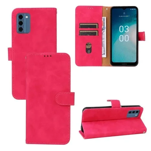 Funda Flip Magnética de Cuero para Nokia C300 Skin Feel (Rose Red)
