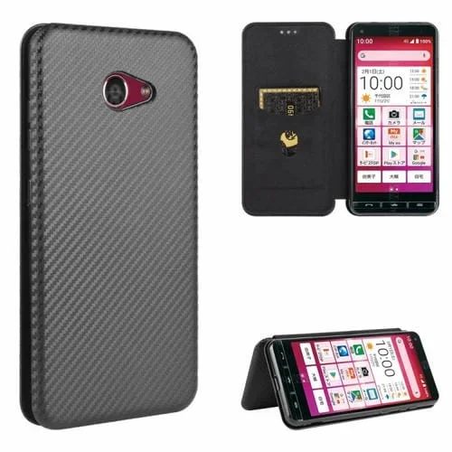 Funda Flip para Kyocera Basio 4 Kyv47 Textura Fibra de Carbono TPU + PC + Cuero PU con Ranura (Negro)