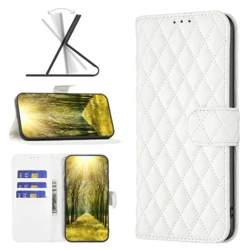 Funda Flip Wallet Telephip Diamond Lattice para iPhone 7 Plus y 8 Plus (Blanco)