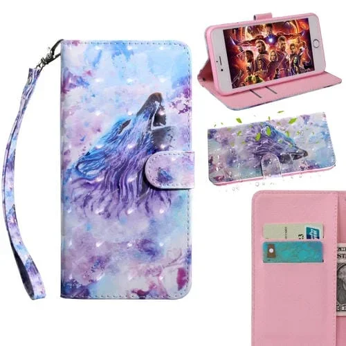 Funda Galaxy J4 + TPU + Cuero PU con Soporte Ranuras Tarjetas Billetera (Lobo Rugiente)
