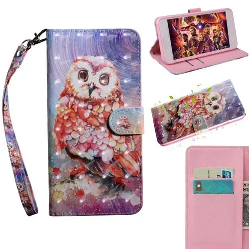 Funda Galaxy S10E TPU y Cuero PU con Soporte y Ranuras para Tarjetas (Owl)
