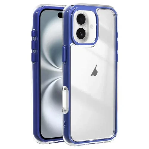 Funda híbrida acrílico TPU 3 en 1 con Airbag para iPhone 16 (Azul Oscuro)