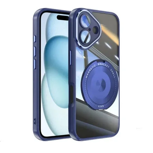 Funda híbrida Acrílico y TPU con Soporte 360 Magsafe para iPhone 16 Plus (Azul)