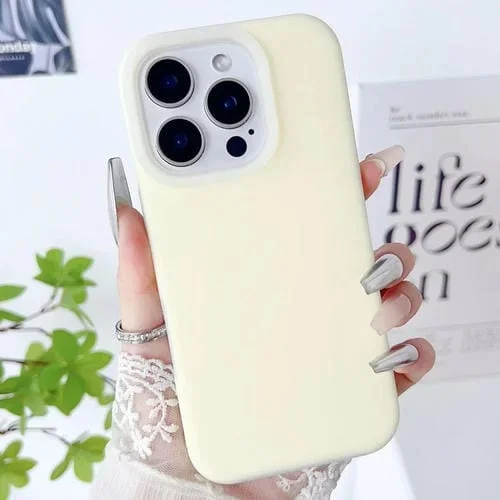 Funda híbrida de silicona líquida para iPhone 16 Pro (Amarillo Claro)
