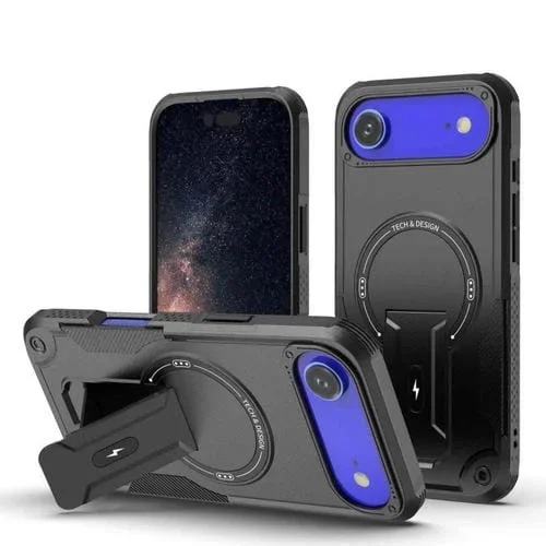 Funda híbrida de TPU y PC con soporte Magsafe para iPhone 17 Air Armor (negro)