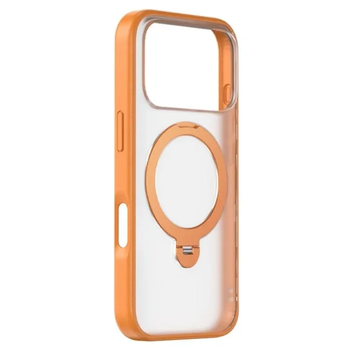 Funda híbrida de TPU y PC Magsafe para iPhone 17 Pro ZGA 360 con soporte pivotante (naranja)