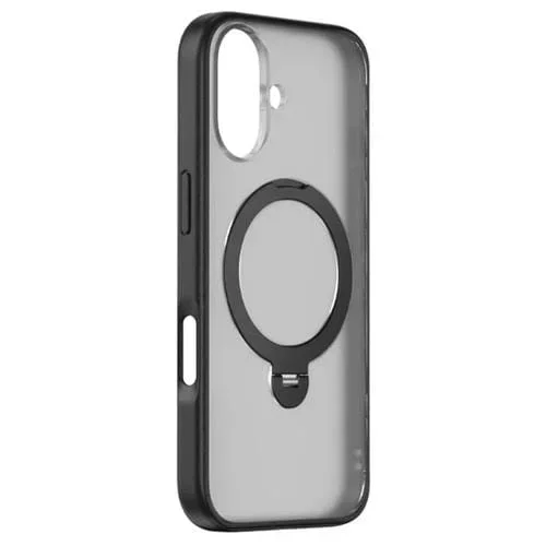 Funda híbrida de TPU y PC Magsafe para iPhone 17 ZGA con soporte pivotante de 360 grados (negro)