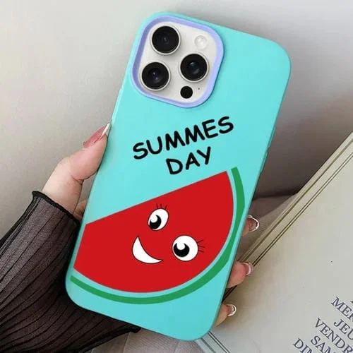 Funda híbrida para iPhone 13 Pro Max Sandía TPU y PC (Cielo Cian)
