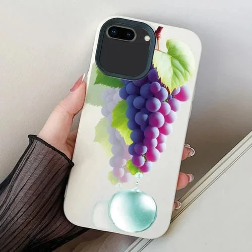 Funda híbrida para iPhone 7 Plus/8 Plus TPU patrón de uva para PC (Blanco)