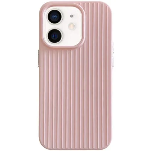 Funda híbrida para teléfono iPhone 12 PC Macaroon Tile Stripe TPU (Rosa)