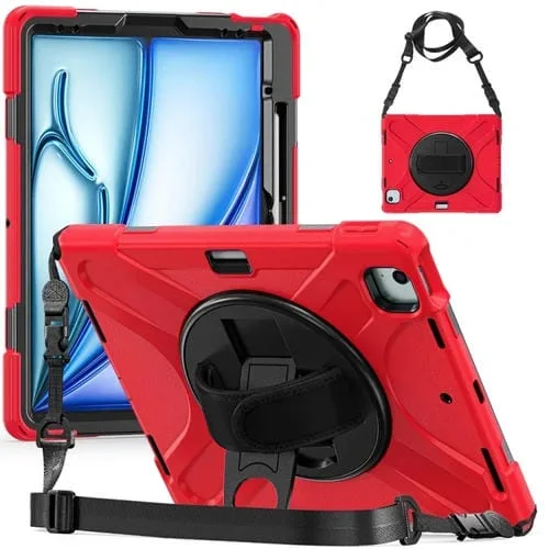 Funda híbrida Silicona con Soporte Giratorio para iPad Air 13 (2024) y Air 13 (2025) (Roja)